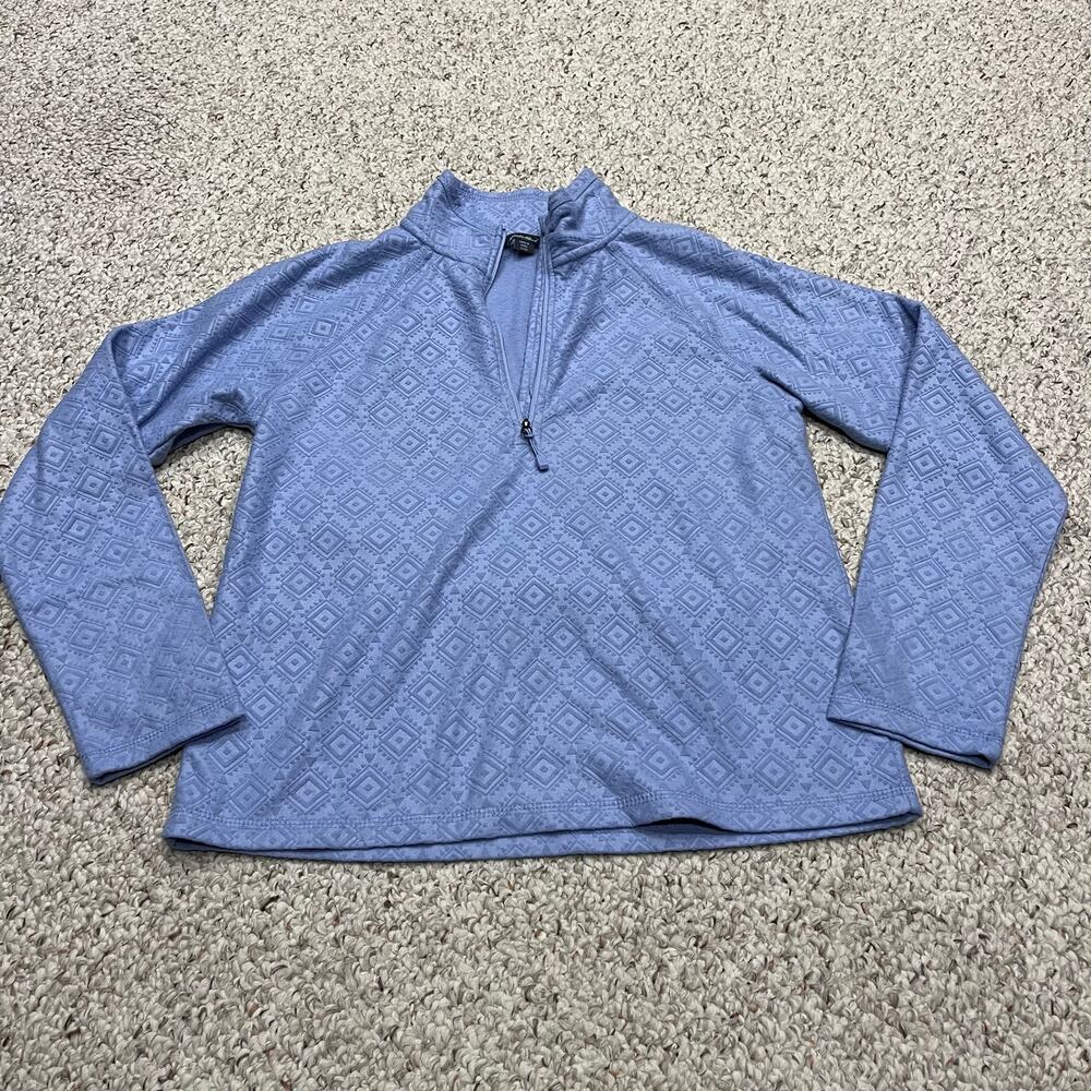 Eddie Bauer Quest Fleece 1/4 Zip Pullover S Geometric Periwinkle Outdoor Hike